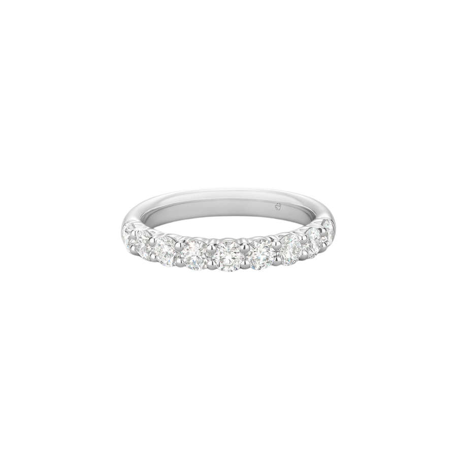 Signature 1.50-1.60ct Diamond 9 Stone Band in 18K White Gold, size 6.5