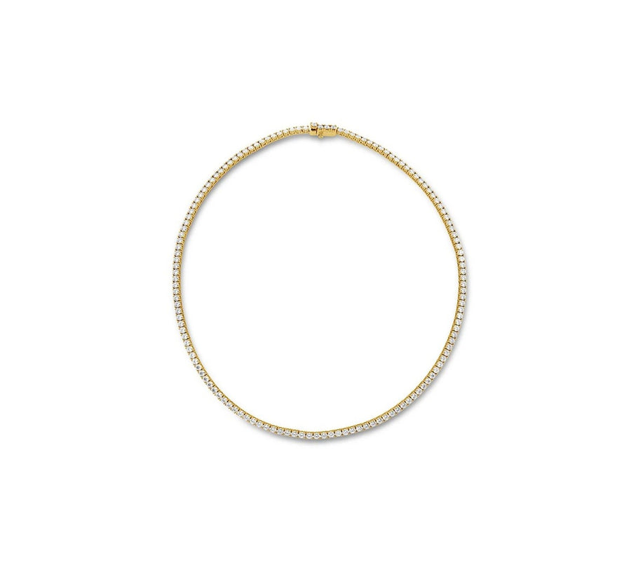 Signature Uniform 8.84-9.25ct Diamond Tennis Necklace in 18K Yellow Gold, 18"