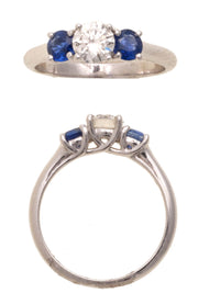 Platinum 2 Rd Fine Blue Sapphires 0.63-0.91ct Fire & Ice Trellis Semi Mount