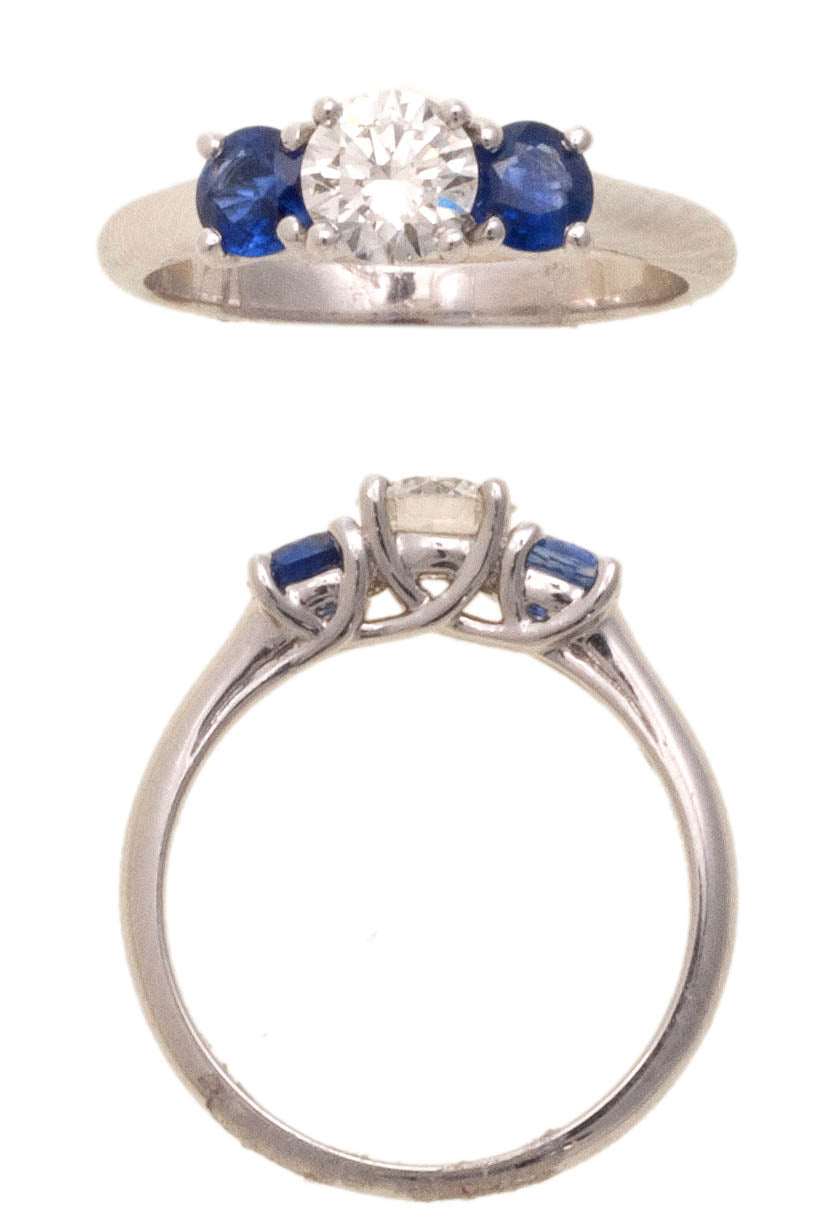 Platinum 2 Rd Fine Blue Sapphires 0.63-0.91ct Fire & Ice Trellis Semi Mount