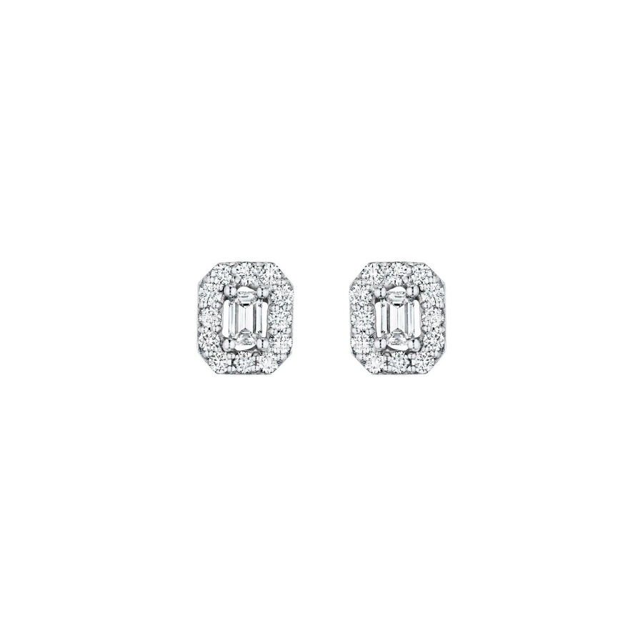 0.86ct Diamond Emerald-Cut Stud Earrings in 18K White Gold