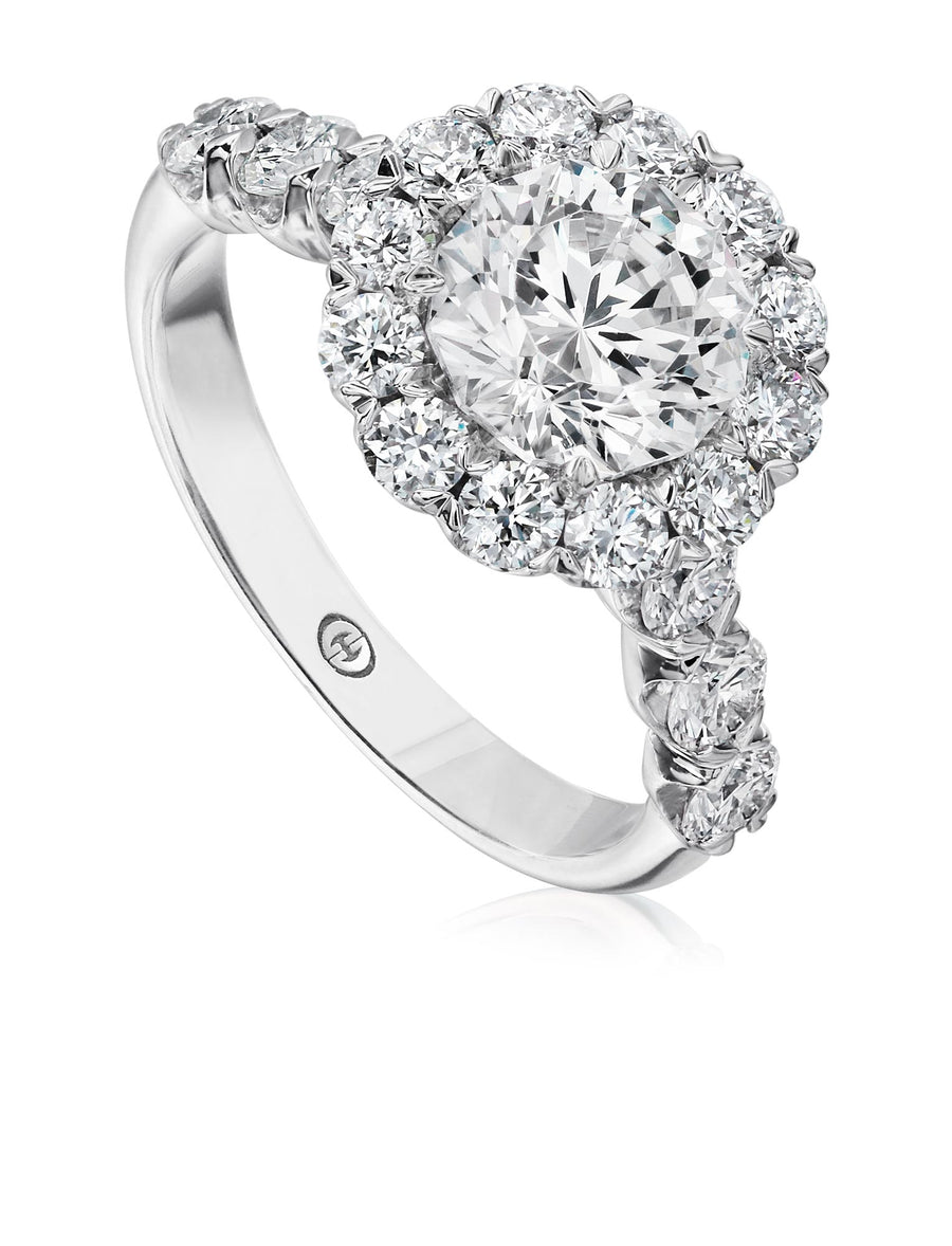 Diamond Halo Semi-Mount Ring in 18K White Gold for Round Center, Size 6.25