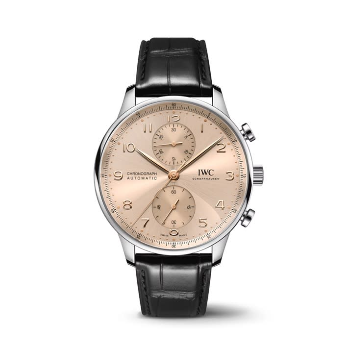 41mm Portugieser Chronograph Watch with Beige Dial in Stainless Steel, Strap