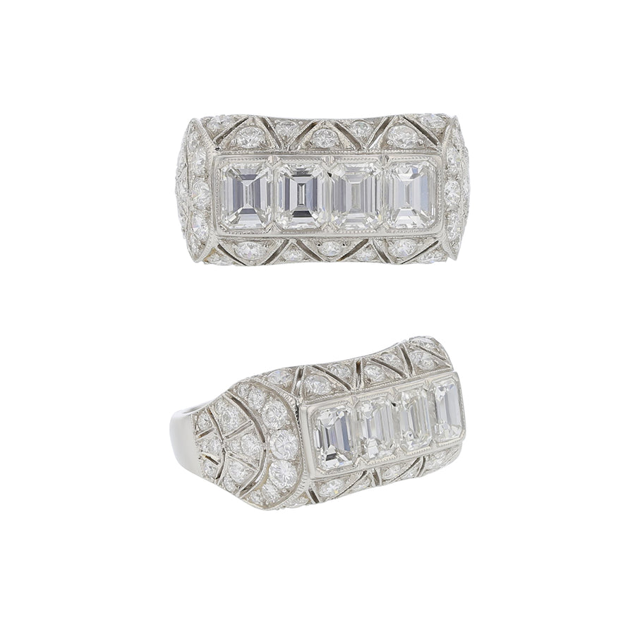2.06ct Emerald Cut Diamond and 1.23ct Diamond Ring in Platinum