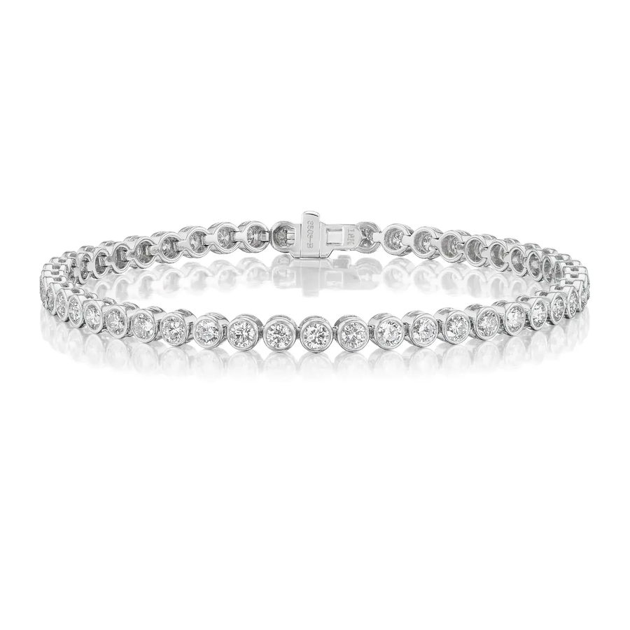 4.06ct Diamond Bezel Line Bracelet in 18K White Gold, 7"