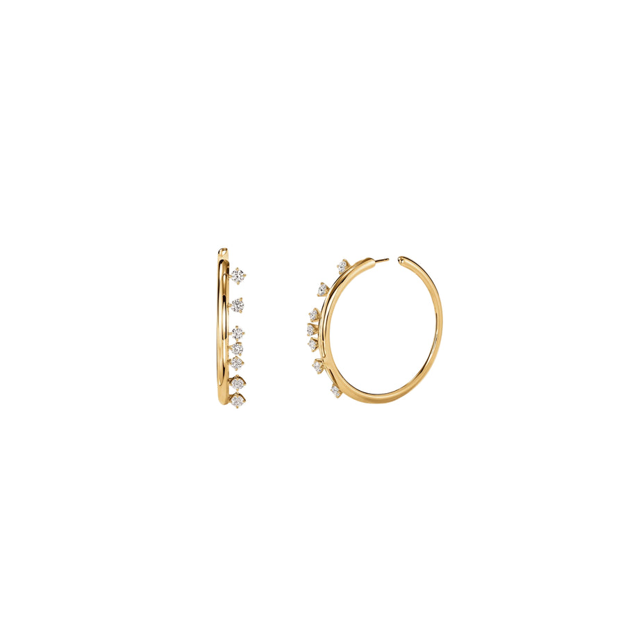 Barre Floating 1.57ct Diamond Hoop Earrings in 18K Yellow Gold, Size Medium