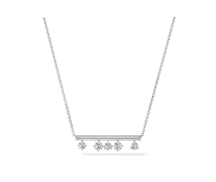 Barre 0.45-0.55Ct Diamond GH/VS Bar Necklace in 18K White Gold, 18in