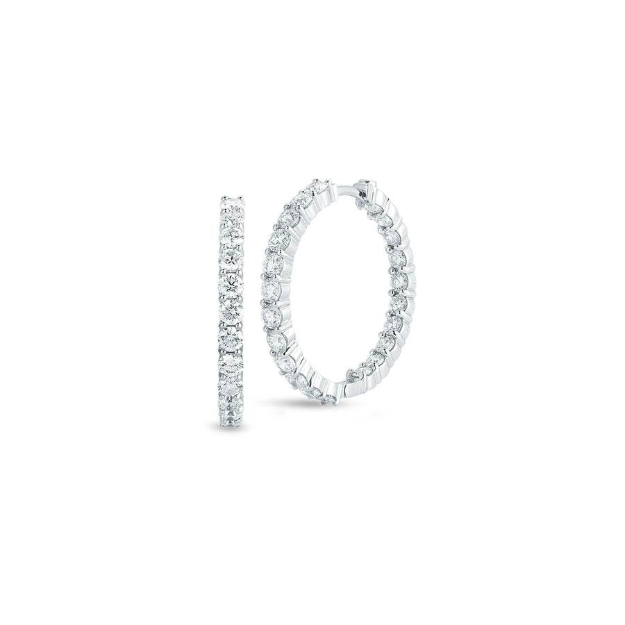 Perfect Diamond Hoop Earrings in 18K White Gold, 28mm