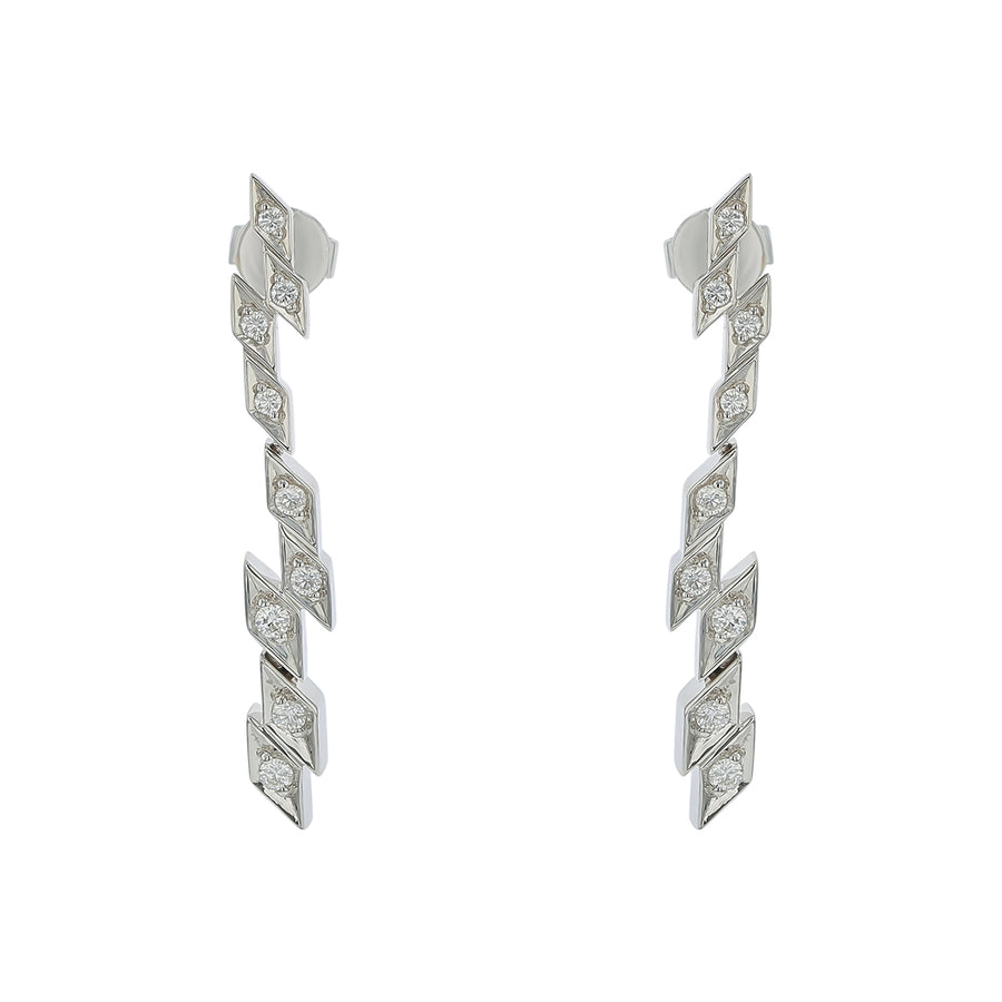 Artisan Pave Diamond Drop Earrings in 18K White Gold