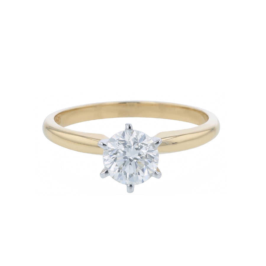 0.91ct Diamond J/SI1 Solitaire Engagement Ring in 14K Yellow Gold, size 7.25