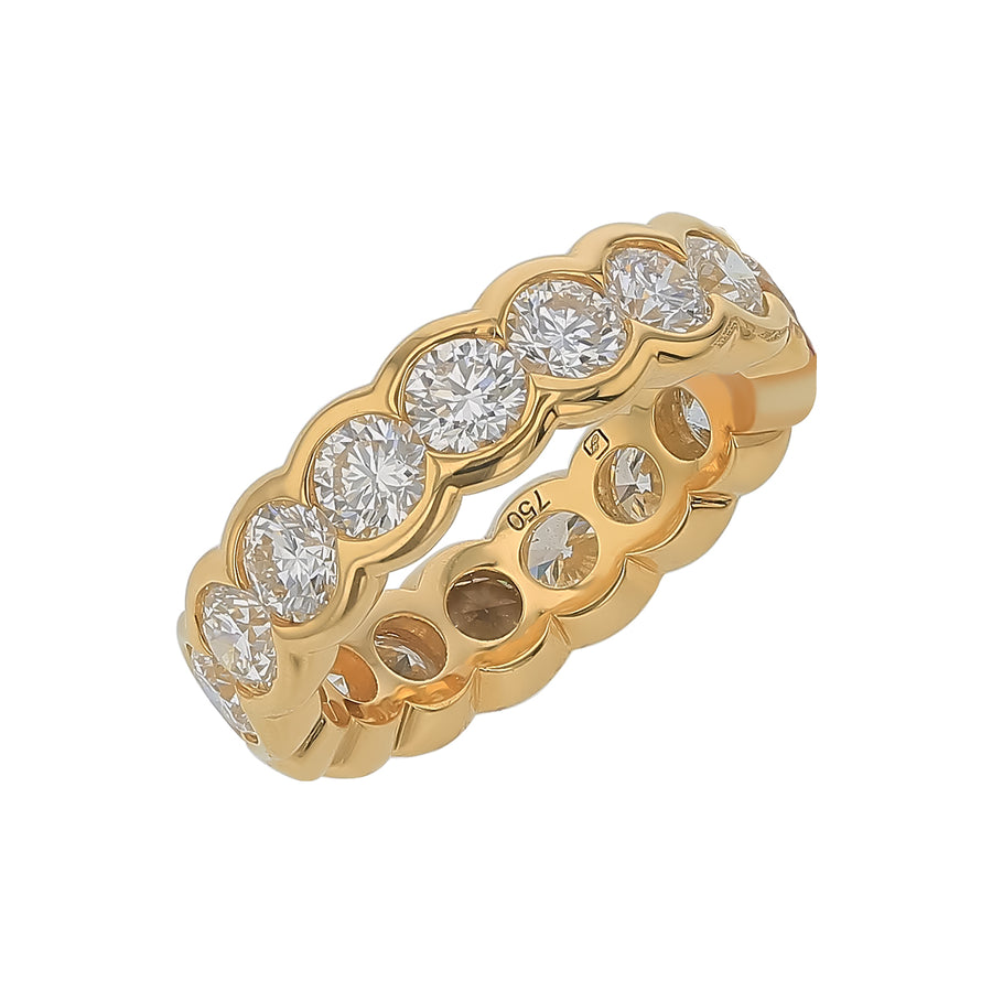 Moonlight 4.03ct Diamond Semi-Bezel Eternity Ring in 18K Yellow Gold, Size 7