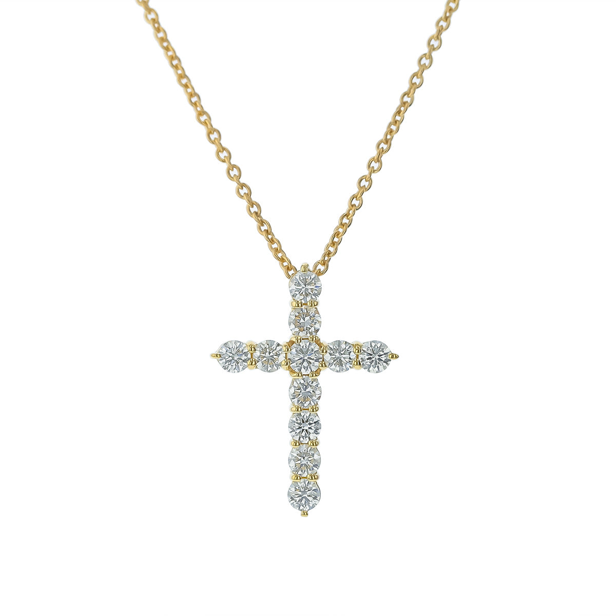 Diamond Large Cross Pendant in 18K Yellow Gold, 18in
