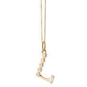 0.39ct Diamond "L" Initial Charm in 18K Yellow Gold, 16-17" chain