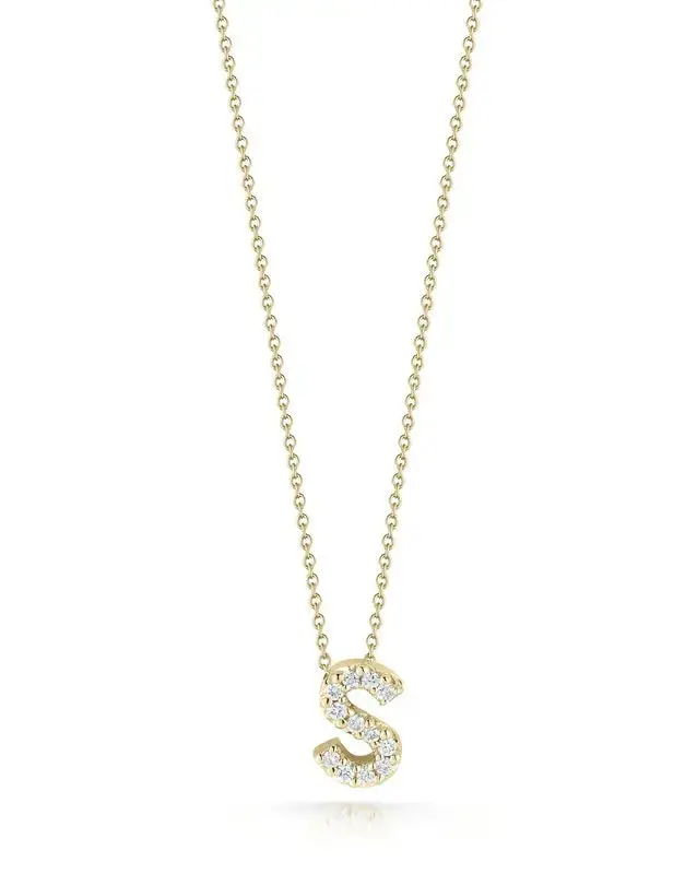 Tiny Treasures 0.05ct Diamond Love Letter "S" Pendant in 18K Yellow Gold, 16-18" chain