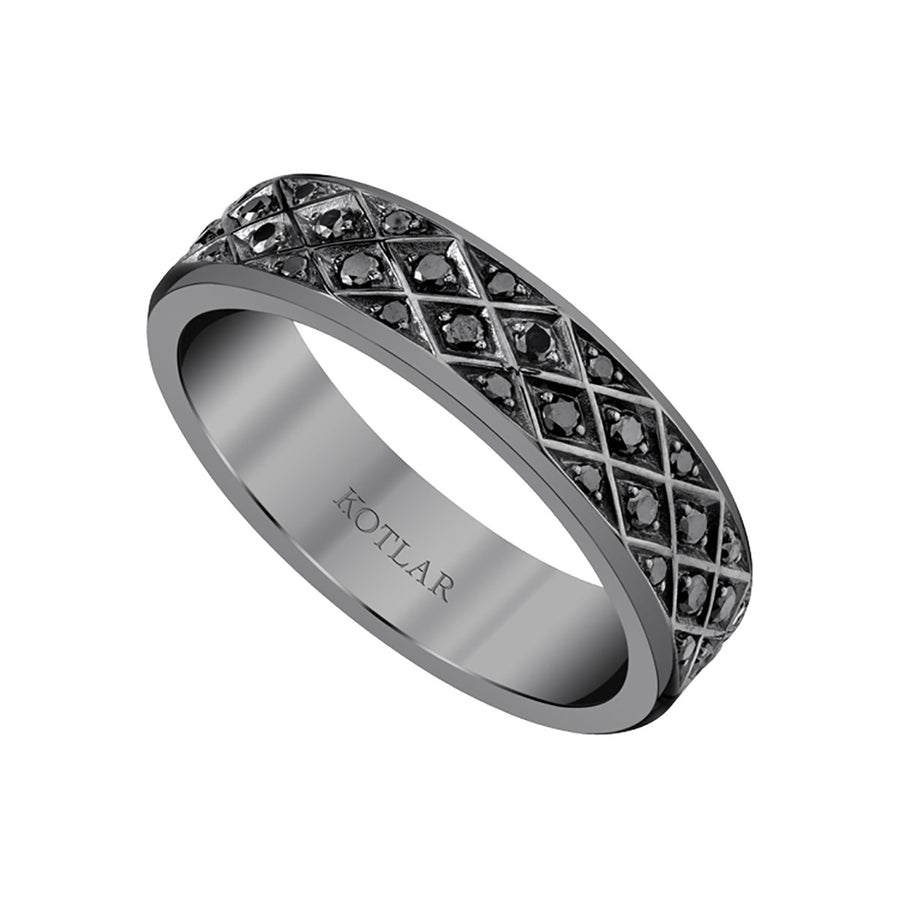 Criss Cross 0.65ct Black Diamond 5.8mm Band in 18K White Gold