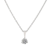 0.50ct Fire & Ice Round Brilliant Diamond Solitaire Pendant in 18K White Gold, 18" chain