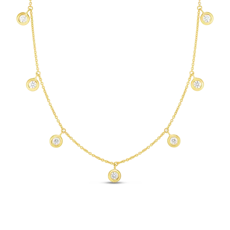Diamond by the Inch 0.33ct Diamond Dangling 7 Station Necklace in 18K Yellow Gold, 17"