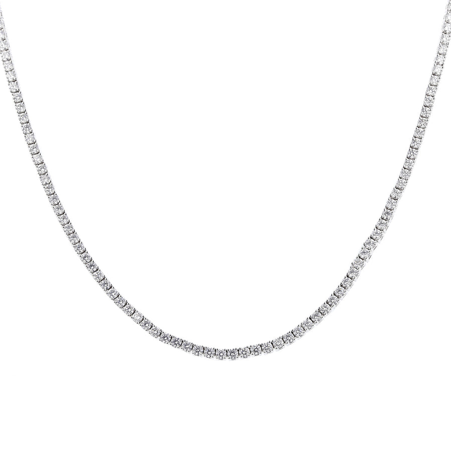 Uniform 4-Prong Diamond Line Necklace in 18K White Gold, 16in