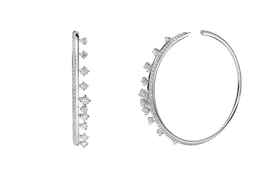 Barre 6.50-7.01ct Diamond Hoop Earrings in 18K White Gold