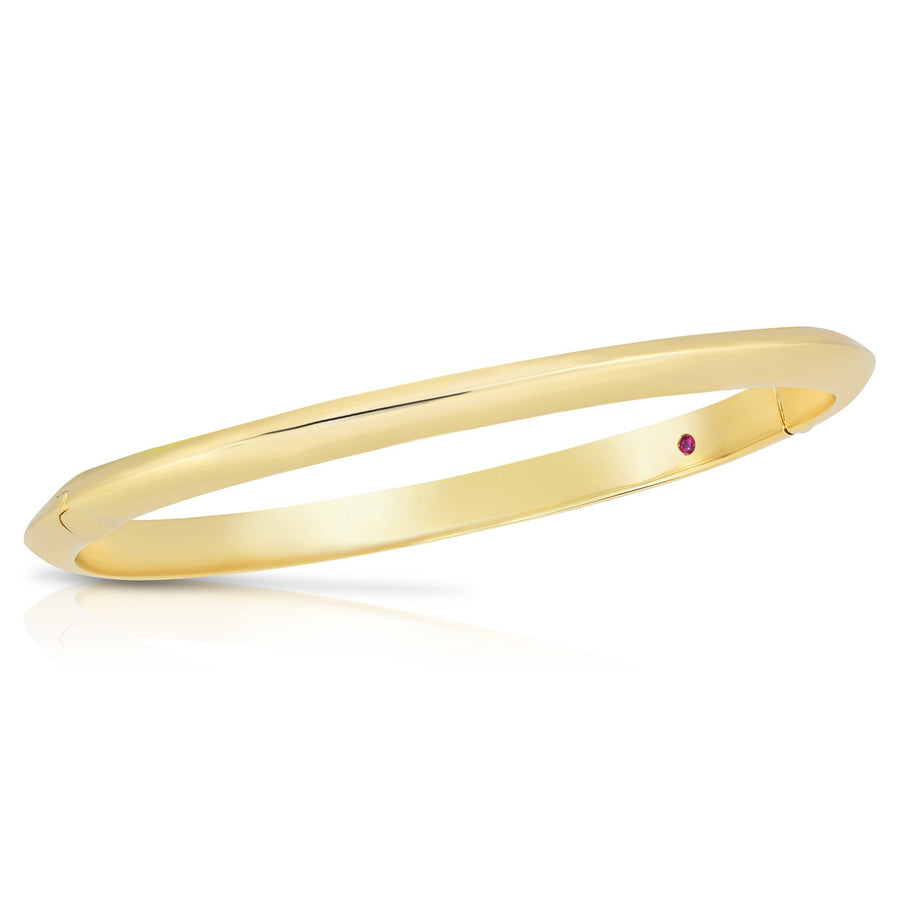 Designer Gold Knife Edge Hinged Bangle Bracelet in 18K Yellow Gold