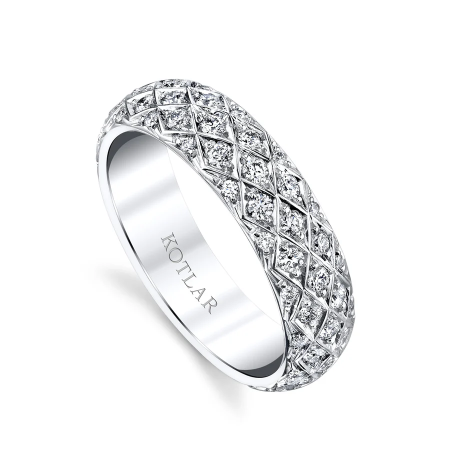 Artisan Pave 0.64ct Diamond Criss Cross Band in Platinum, size 5