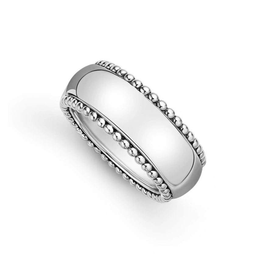 Anthem Caviar Lined Smooth Band Ring in Sterling Silver, Size 11