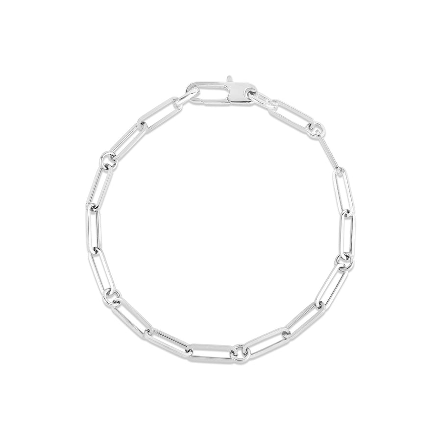 Designer Gold Alternating Paperclip Link Bracelet in 18K Yellow Gold, 7"