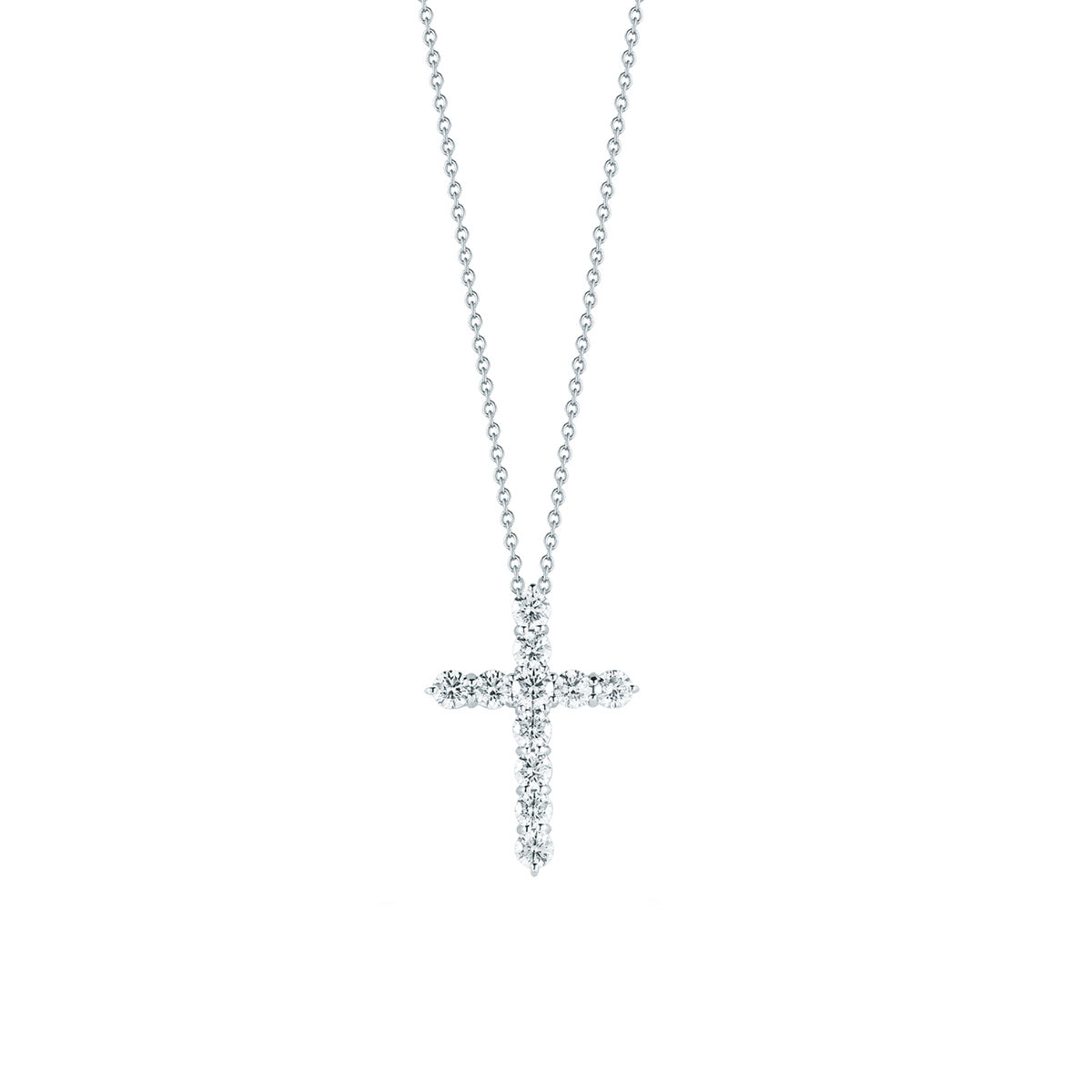 Tiny Treasure Large Diamond Cross Pendant in 18K White Gold, 16in