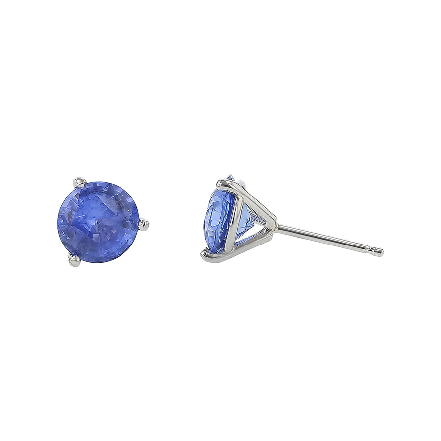 2.78ct Ceylon Sapphire Round Stud Earrings in 18K White Gold