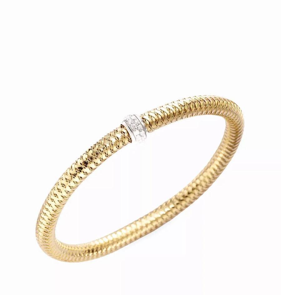 Primavera 0.22ct Diamond Stretch Bracelet in 18K Yellow and White Gold