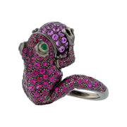 Boucheron Pink Sapphire and Ruby Frog Cocktail Ring in 18K Blackened Gold, size 6.25