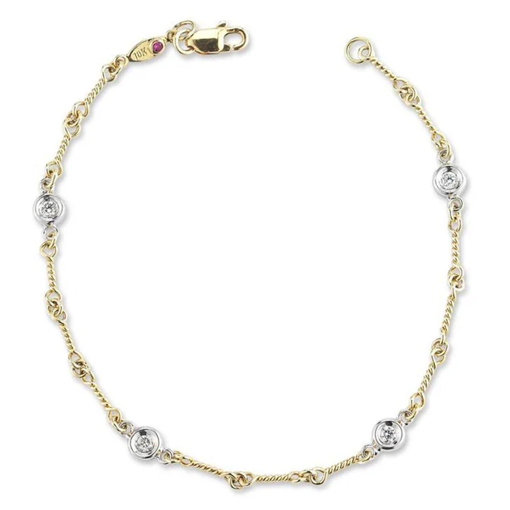 Diamonds by the Inch 0.16ct Diamond Dog Bone Link Bracelet in 18K Yellow Gold, 7"
