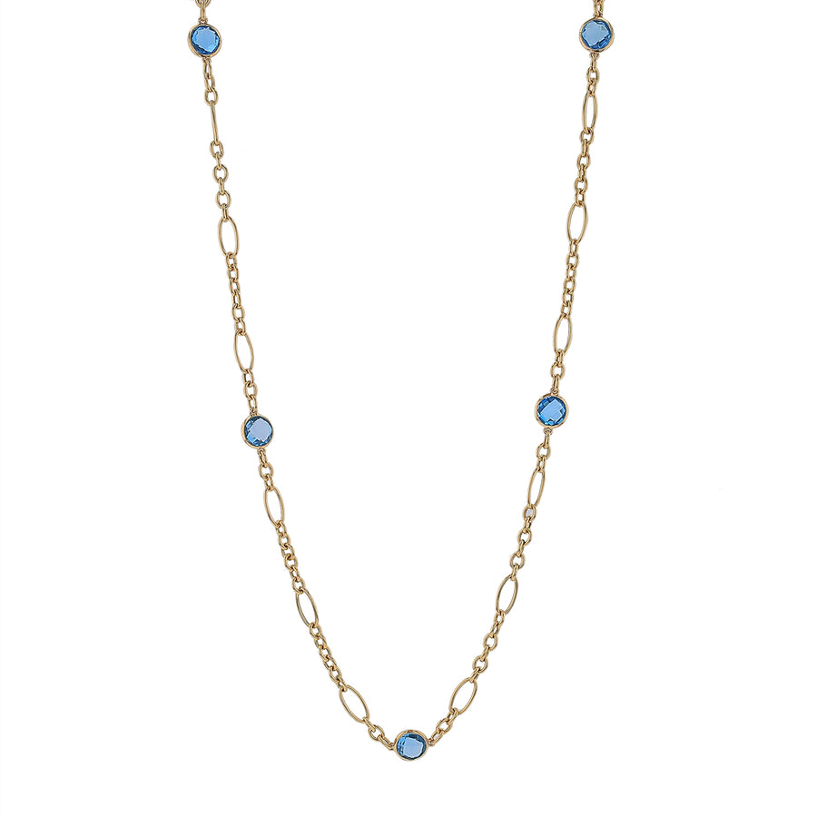 9.15ct Blue Topaz Necklace in 18K Yellow Gold, 20"