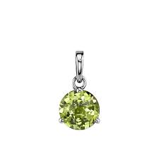 1.94ct 8mm Round Peridot (Not Enhanced) 3 Prong Pendant in 14K Yellow Gold on 18" Chain