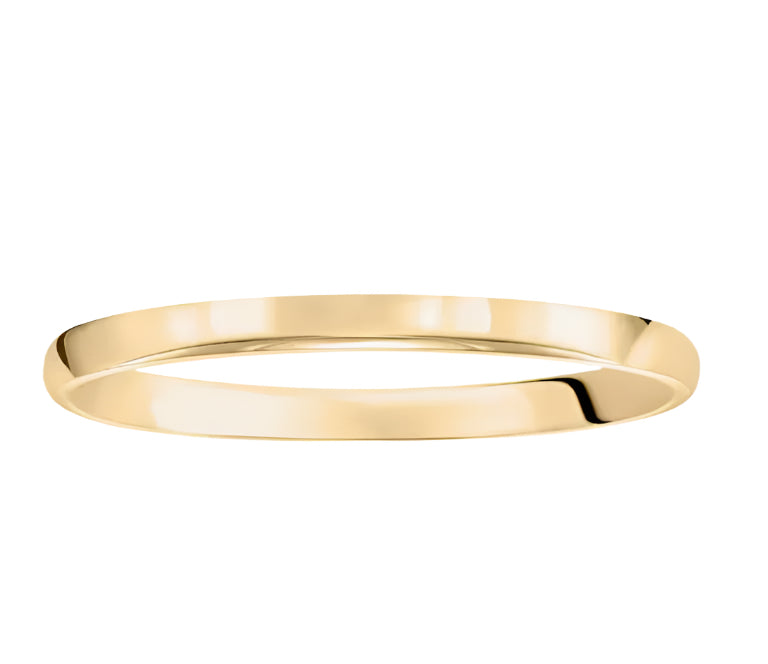 Low Dome Comfort Fit 2mm Band in 18K Yellow Gold, Size 5