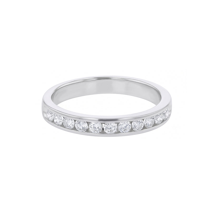 0.22ct Diamond Channel Set Partway Wedding Band in 14K White Gold, size 6