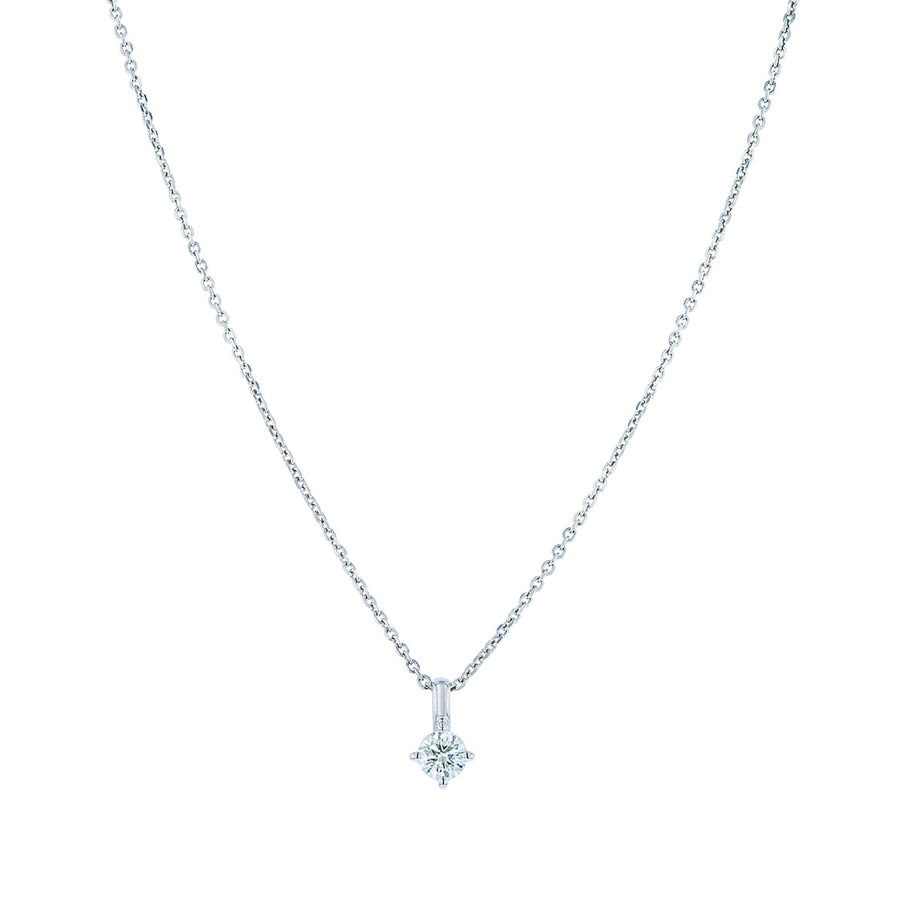 0.30-0.35ct Round Brilliant Diamond 4 Prong Solitaire Pendant in 14K White Gold, 16-18" chain