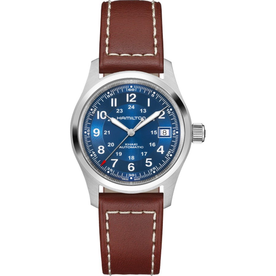 38mm Khaki Field Auto Watch with Blue Dial in Stainless Steel, Strap