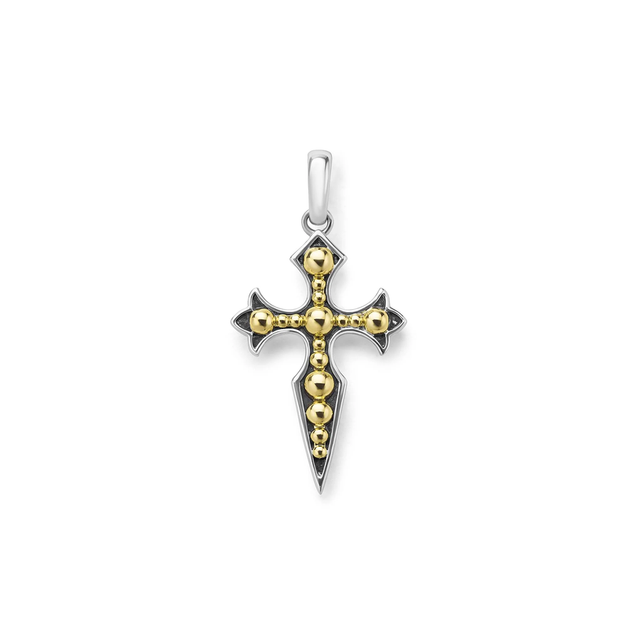 Anthem 30x20mm Cross Pendant in Sterling Silver and 18K Yellow Gold