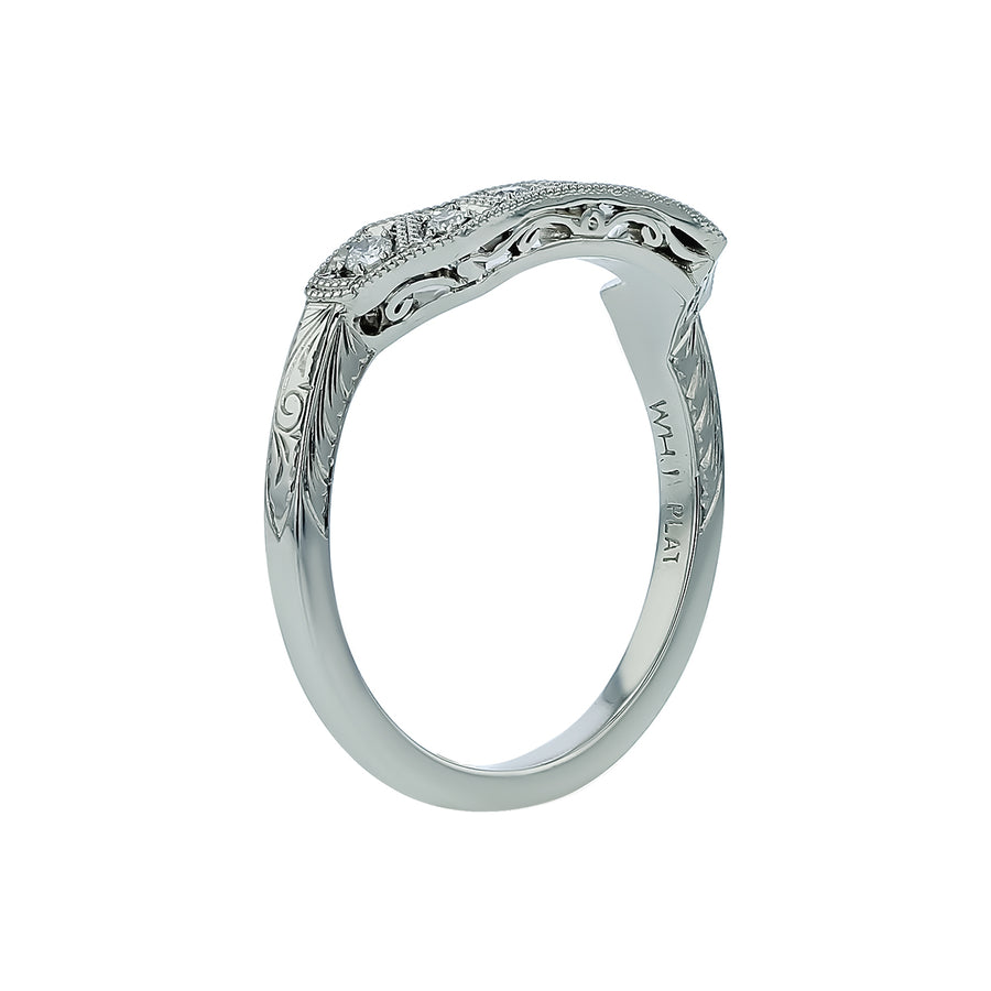 0.10ct Diamond Contour Band in Platinum, size 6.75