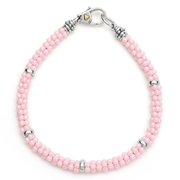 Pink Caviar Rope Bracelet in Sterling Silver and Ceramic, size 7