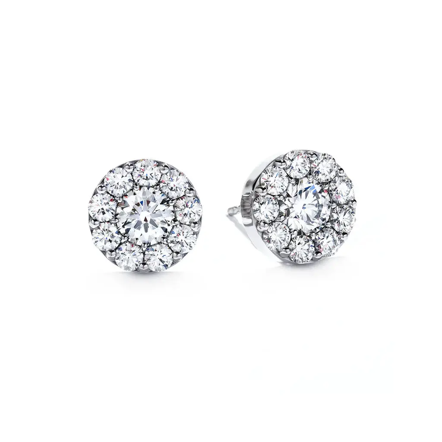 Fulfillment Diamond Halo Studs in 18K White Gold