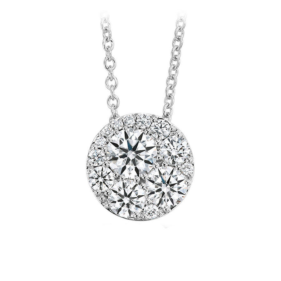 Tessa 0.97-1.07ct Diamond Circle Pendant in 18K White Gold, 18" chain