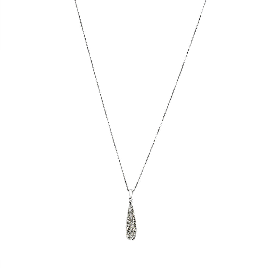 0.66ct Diamond Pear Shape Pendant in 14K White Gold, 16" wheat chain
