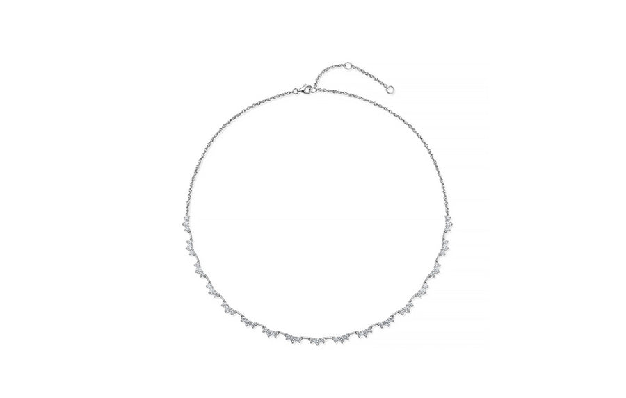 Trinity 3.47-3.63 Diamond Half Line Necklace in 18k White Gold, 18"