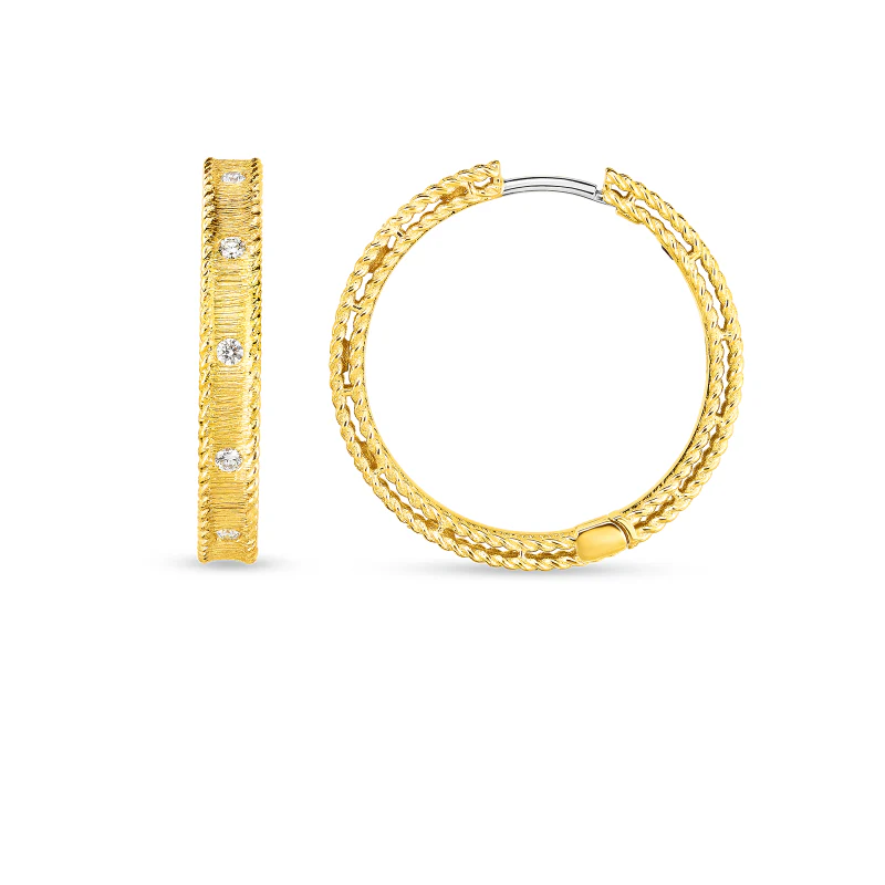 Princess 0.13ct Diamond Hoop Earrings in 18K Yellow Gold