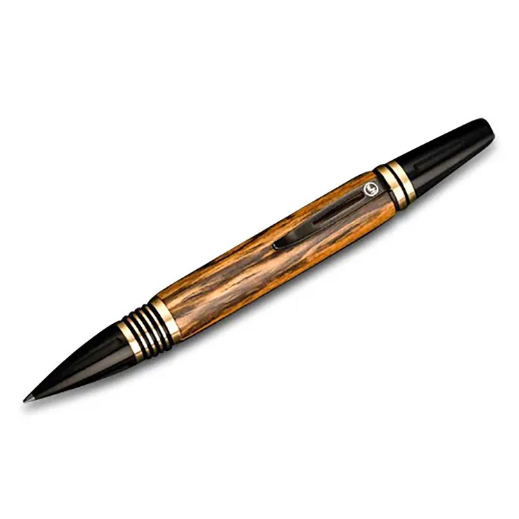 Caribe 13 Rosewood Barrel Brass and Art Deco Details Executive Pen in Stainless Steel