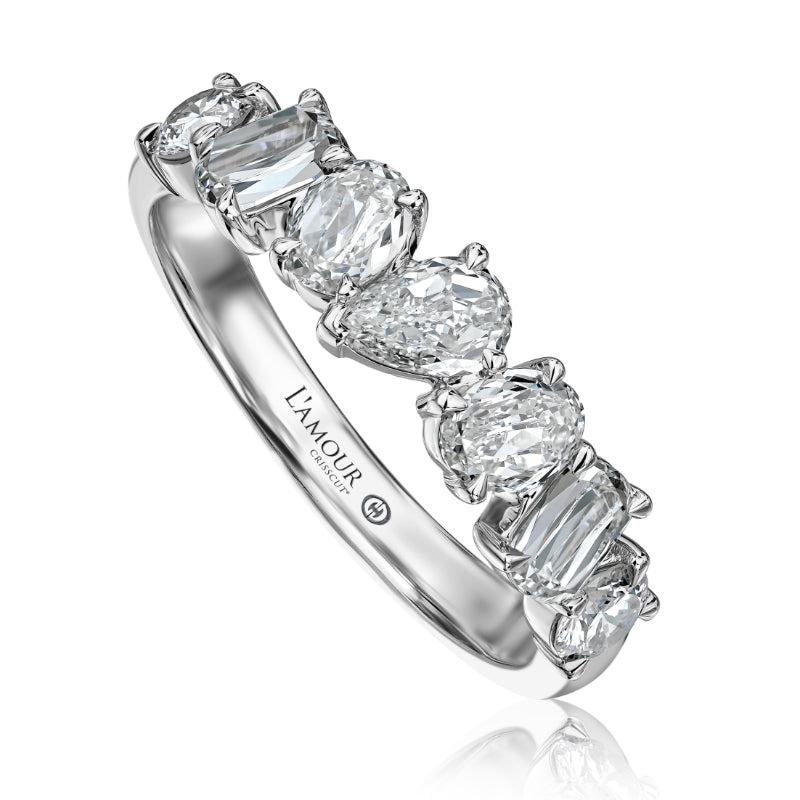 L'Amour 1.23ct Crisscut Multi Shaped Diamond Band in 14K White Gold, size 6.25
