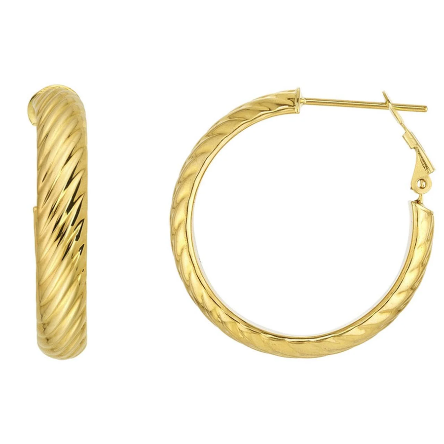 Oval Cable Hoop Earrings in 14K Yellow Gold