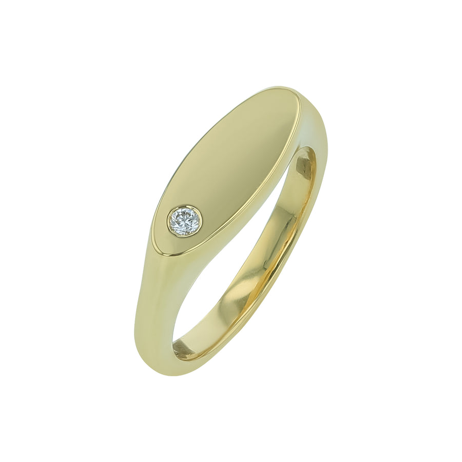 0.03ct Diamond Signet Ring in 18K Yellow, Size 6.5